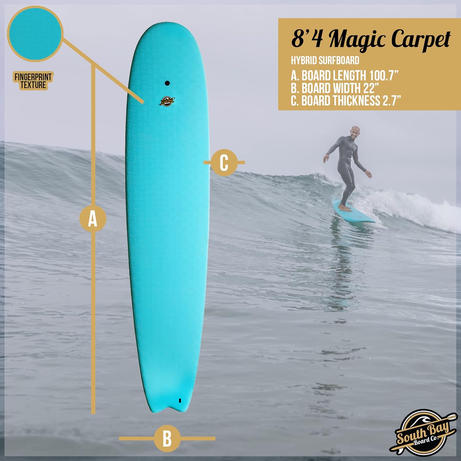 SOUTHBAYBOARDCO Magic Carpet Hybrid MiniLog 8′,4″ - Image 4