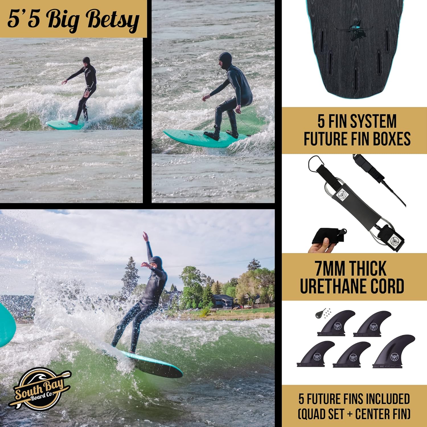 SOUTHBAYBOARDCO Big Betsy Hybrid Surfboard 5′,5″ - Image 4