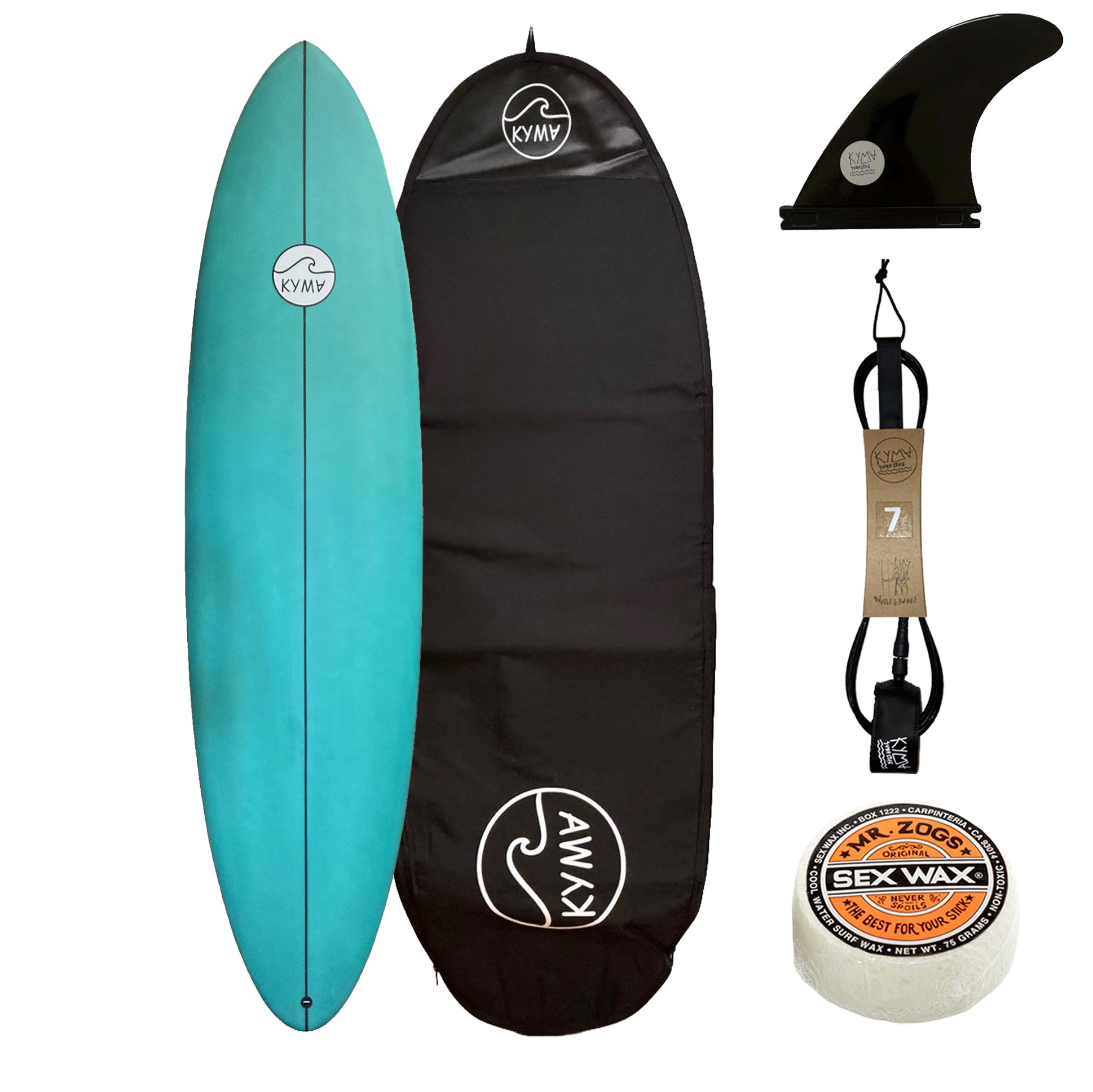 KYMA Poseidon Minimal Surfboard // Forest Green/Mustard Yellow - Surfboard Package