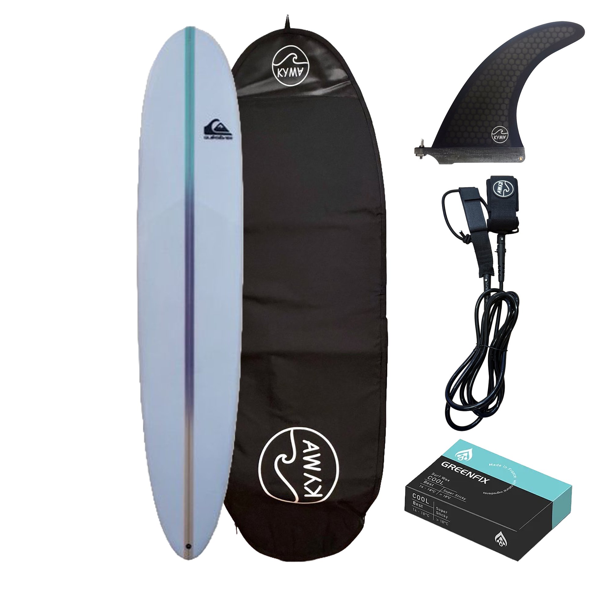 QUIKSILVER Surfboard Longboard // Checkers Gradiant - Surfboard Package