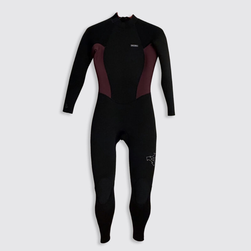 XCELL Women's Axis Back Zip Full Wetsuit 5/4mm // Black/Wine